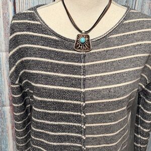 Anthropologie Gray Striped Sweater